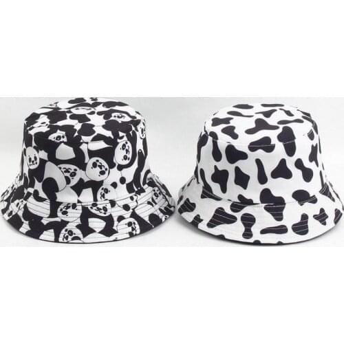 Women Cute Cow Panda Print Outdoor Double Sided Reversible Bucket Cap Sun Hat Bucket Cap Sun Hat Bucket Cap Sun Hat Bucket Cap