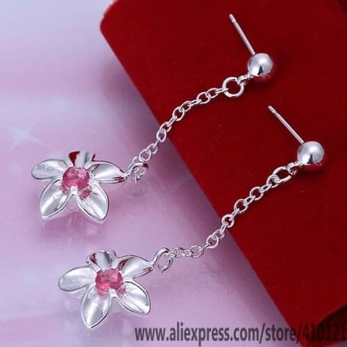 E054 Hot Sale High Quality Silver Clolor Jewelry,Wholesale Jewelry Elegant Charms Fashion Inlaid Rose Red Earrings /dgmalxta