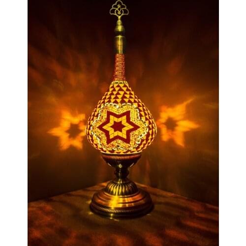 Handmade Oval Tower Turkish Moroccan Mosaic Authentic Vintage Art Deco Table Bedside Lamp, 10 Colors