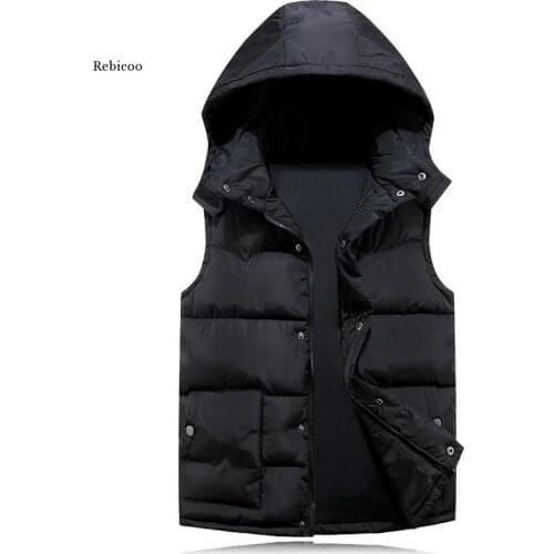 Cotton Hoodie Vest for Men Winter Warm Thick Casual Windbreaker Kids 3 Colors Red Sleeveless Jacket Male Classic Waistcoat