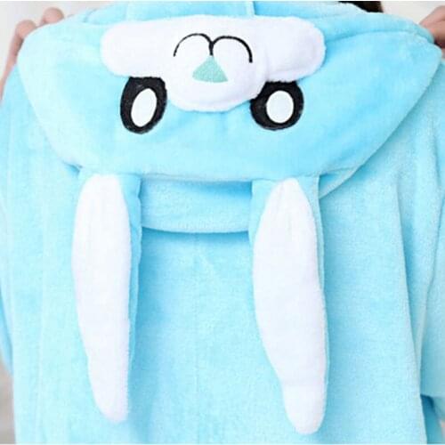 Kigurumi Winter Adult Cartoon Animal Pink Rabbit Onesie Unisex Pajamas Cosplay Costumes Sleepsuit Sleepwear Anime Costume Hooded