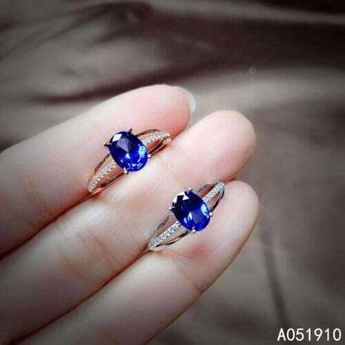 KJJEAXCMY boutique jewelry 925 sterling silver inlaid Blue corundum gemstone ladies ring beauty