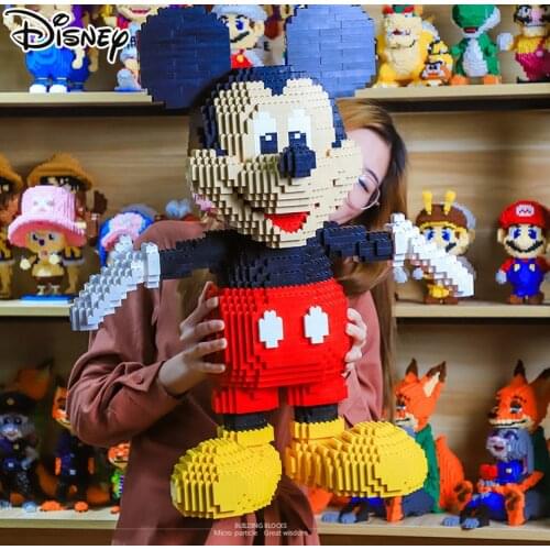 Disney Mickey Mouse Minnie Building Blocks Big 64-67cm 3D Model Classic Cartoon Building Bricks Figures Toy Assembly Ornaments