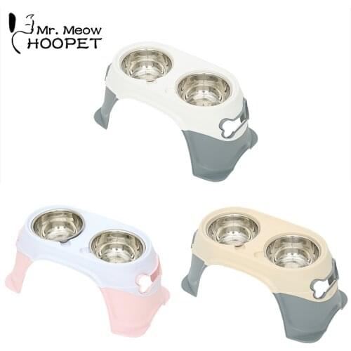 Hoopet Feeding Bowl For Dog Stainless Steel Bowl For Pet Dog Anti-overturning Neck-protecting Food Bowl Dog Supplies