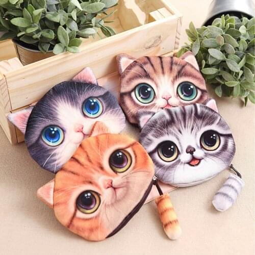 Cartoon Cat Coin Purse Cute Purse Casual Zipper Children Wallet Girls Purse Small Money Bag Animal Prints Coin Card Holder