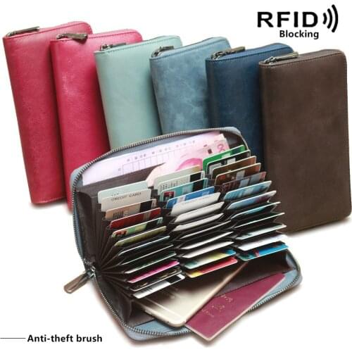 Credit Card Holder Men Passport Long Wallet Women Business ID Holder 36 Cards Purse clutch Organizer phone holder Anti Theft