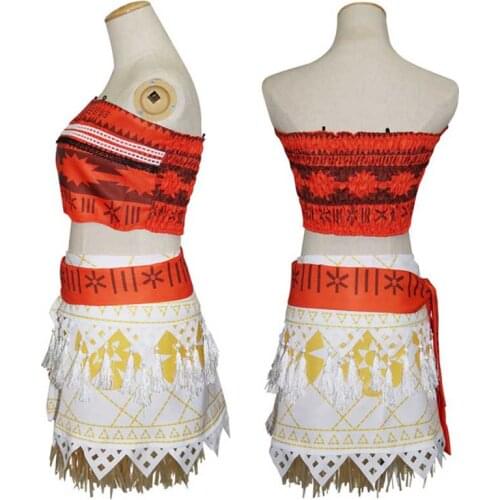 Hot Sale,2018 New Women Movie Moana vaiana Princess Dress Cosplay Halloween Costume Princess vaiana Costume Top + skirt + belt