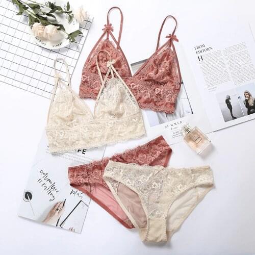 LILYMODA New Arrivals Fashion Chic Bralette Wire Free Bra Women Sexy Intimates Lace Bra Sets Brassiere Female Lingerie Underwear