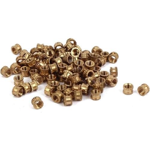 M3 x m Female Thread Brass Knurled Threaded Insert Embedment Nuts 100PCS
