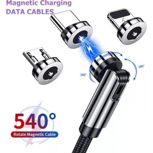 360+180 Rotatio Magnetic Charging Cable Micro USB Type-C Iphone Lightning Fast Charging Cable for IOS Android Phone