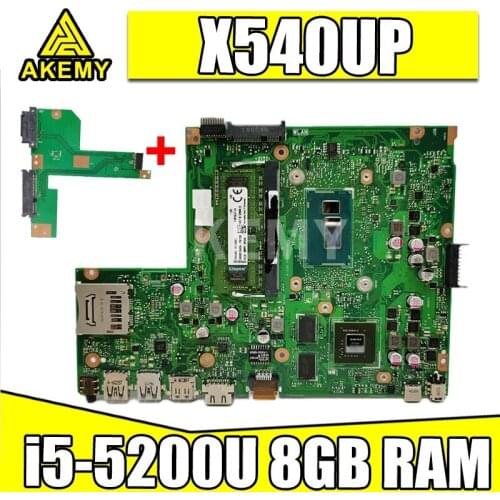 Akemy laptop Motherboard X540UP X540U A540U R504U Mainboard W/ i5-5200U 8GB RAM DDR3 GT920M GPU Free HDD board