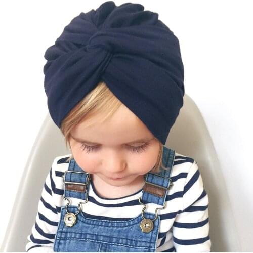 Cute Baby Turban Hat Newborn Cotton Beanie Caps Kids Girls Twisted Knotted Headwear Infant Toddler Shower Hat Photo Props