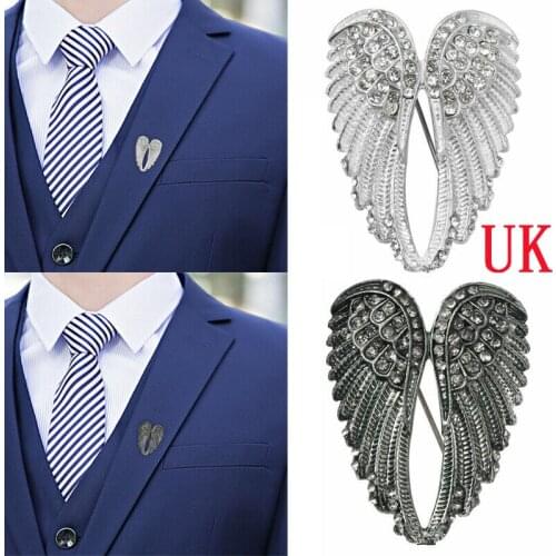 Pipitree Fashion Vintage Angel Wings Brooch Pins Women Mens Jewelry Party Decor Gift Antique Gold Color Rhinestone Brooches