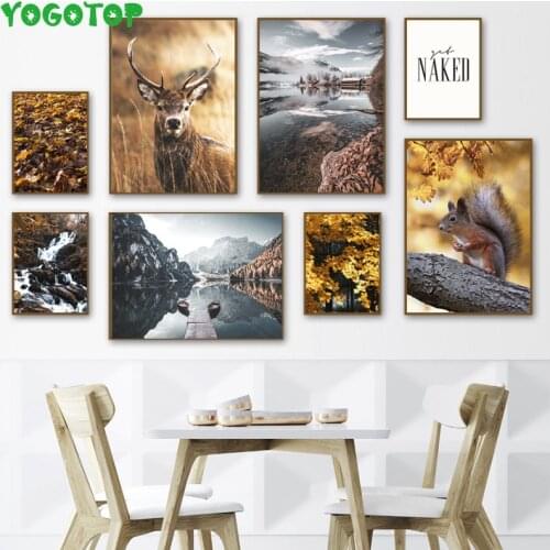 Diamond Painting Kits 5D DIY Diamond Embroidery Rhinestones Mosaic Leaves Forest Squirrel Elk Snow Mountain Lake Wall Art YY5210