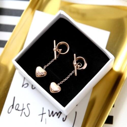 YUN RUO 2018 New Arrival Fashion Heart Stud Earring Rose Gold Color Earring Woman Girl Gift Titanium Steel Jewelry Never Fade