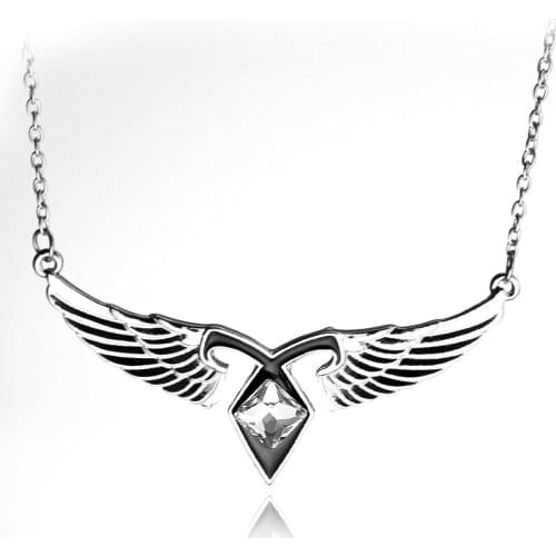 Movie Jewelry Mortal Instruments City of Bones Ashes Angel Wings Power Rune Pendant Necklace Vintage Style Statement Necklace
