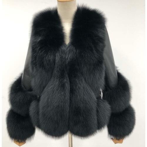 Slash Pocket Female Overcoat Winter Natural High Quality Women Coat Patchwork Fox Fur Coat Custom Made Xxxxxl