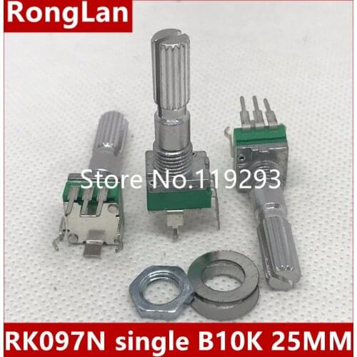 [BELLA]Sealed RK097N single vertical Spot quality precision adjustable potentiometer switch B10K L= 32MM shaft 25MM flower-10PCS