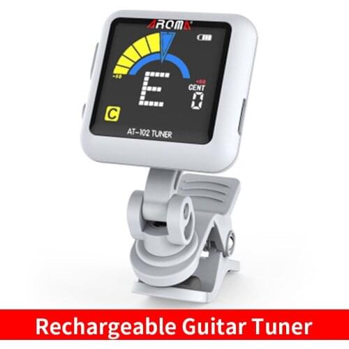 Aroma At-102 Rechargeable Clip-On High precision Guitar Tuner Chromatic Sn With Built-In Battery For Guitar Bass Ukulele