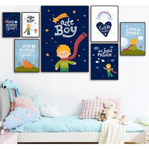 Cute Boy Prince Fox Animal Believe Quotes Nordic Posters And Prints Wall Art Canvas Painting Wall Pictures Kids Room Home Decor