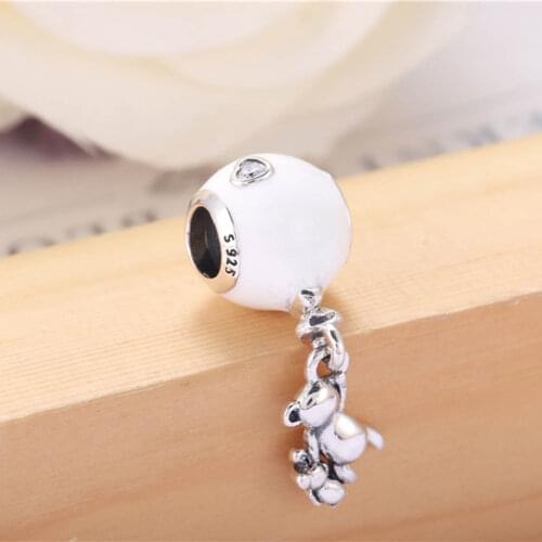S925 Pendant Bead DIY Jewelry Bear Balloon Dangle Charm fit Lady Bracelet Bangle