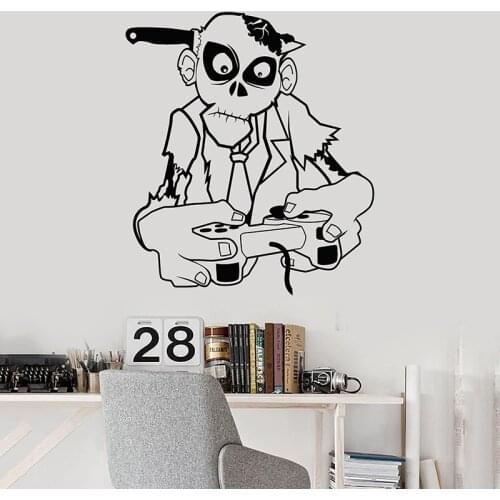 Gamer Removable Art Vinyl Mural Home Room Decor Wall Stickers Zombie Game Zone Gamer Teen Room Video Games Joystick A11-082