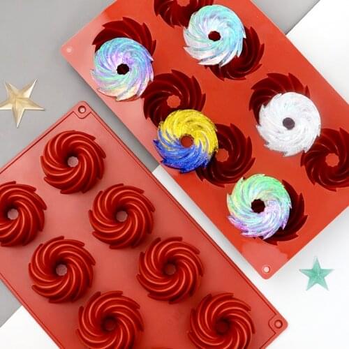 6/8/12 Cavity Swirl Shapes Silicone Cake Mold Form Chocolate Cookies Pudding Ice Cream Trays Pastry Baking Tools Bakeware Pan
