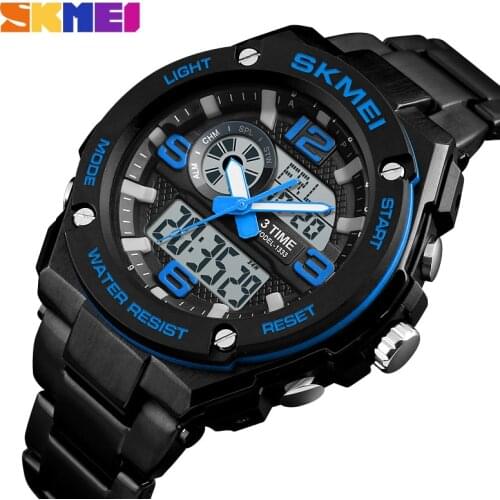 SKMEI Fashion Male Chrono Sports Watches Brand Luxury Digital Clock Waterproof Stainless Steel Men Wrist Watch Relogio Masculino