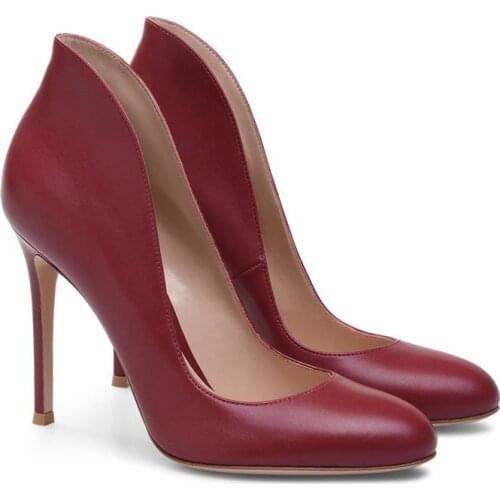 Elegant Women Pumps Shoes Round Toe High Heel Womens Office Dress Shoes Thin Heeled Sheepskin Shallow Brand Women Shoes Sandals