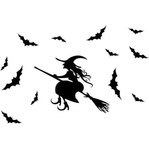 Pumpkin Horrible Halloween Witch Window Wall Stickers Glass Door Floor Decal Stickers Halloween Party Decoration Haunted House