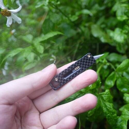 Carbon Fiber Version EDC Key Knife Utility Knife Paper Knife Out Of The Box Portable Keychain Buckle Pocket Knife