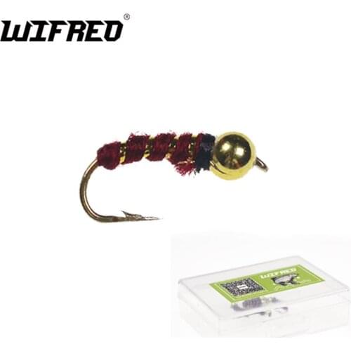 Wifreo 10PCS Golden Bead Head Nymph #14 Midge Small Bugs for Trout Bream Blue Gill Fly Fishing Flies Trout Lure Baits
