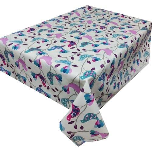 Zeren Home Pink Blue Birds Pattern Carefree Table Cloth 70x120 cm