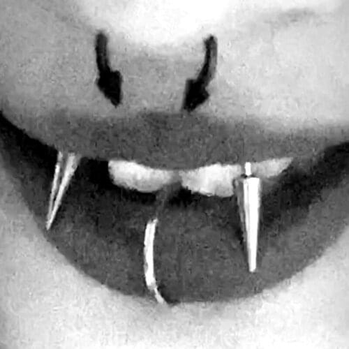 1pcs New Tooth Decoration Stainless Steel C Shape Smile Lip Tiger Tooth Nail Zombie Tooth Vampire Body Piercing Jewelry