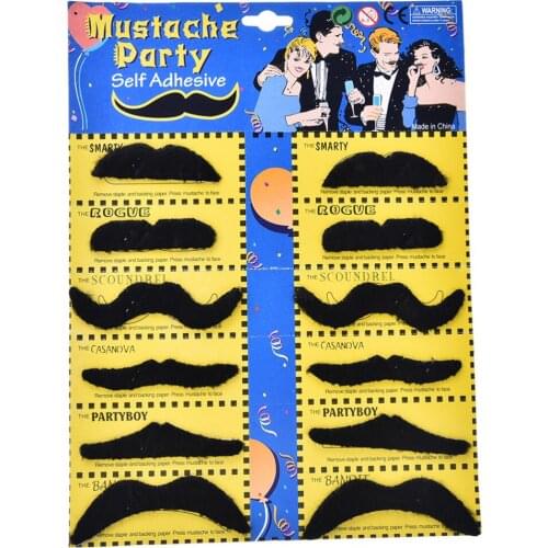12PCS/Set Fake Mustache Costume Party Halloween Moustache Funny Fake Beard Whisker Black Festival Party Novelty Supplies