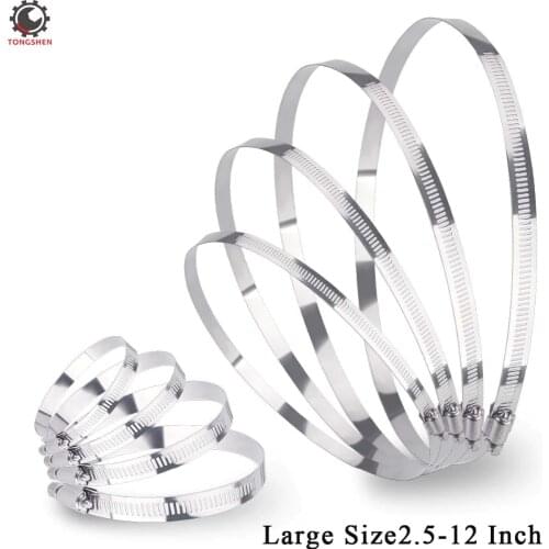 2.5-12 Inch Stainless Steel Duct Clamp Worm Gear Pipe Clamps Hose Clips Fuel Hose Pipe Clamps Worm Drive 46-310mm Hose Clamp