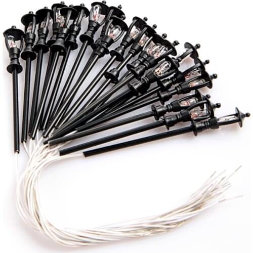 20pcs Model Garden Lamps HO Scale 1:100 Black Model Layout Single Head Garden Lights