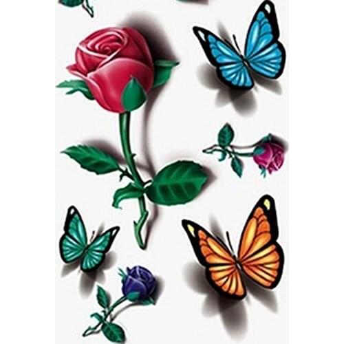3D Temporary Removable Waterproof Personalized Colorful Body Art Butterfly Flower Tattoo Sticker
