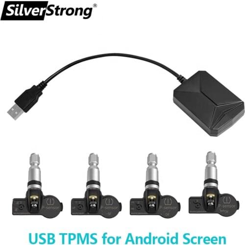SilverStrong Car Tire Alarm Tire Pressure Monitoring System USB TPMS for Android CAR Radio Screen 4pcs/kit