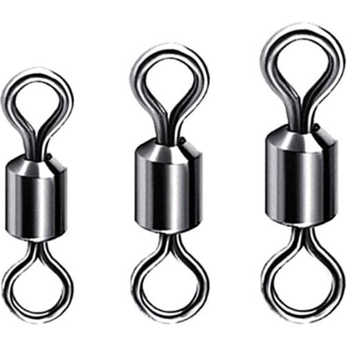 50PCS/Lot Ball Bearing Rolling Swivel Solid Rings Fishing Hook Connector Lures Fishing Tackle