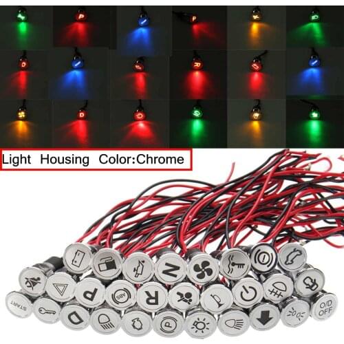 8mm Metal LED Dash Panel Warning Pilot Indicator Light 12-36V Turn Light Signal Lamp Waterproof Universal for Car Boat Truck