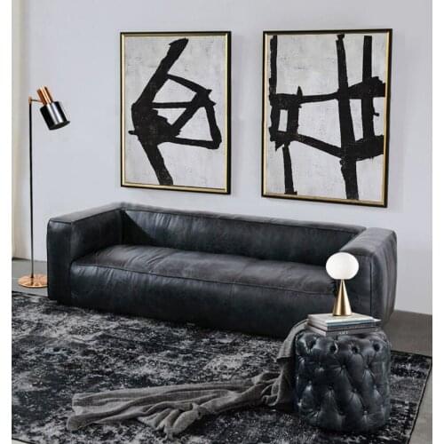 Large Set Of 2 Painting Set Of 2 Wall Art Set Canvas Painting Hand Painted Abstract Painting Black White Brown