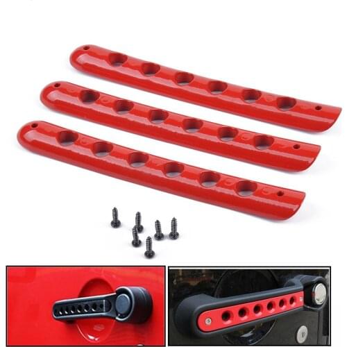 Adeeing 3PCS/Set Car Door Aluminum Grab Handle Cover for 2007-2017 Jeep Wrangler JK (2 Doors)