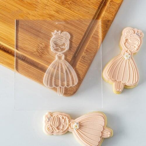 Acrylic Princess Embossed Mold Happy Birthday Fondant Sugar Craft Cookies Embosser Cutter Stamp Fondant Cake Decorating Tools