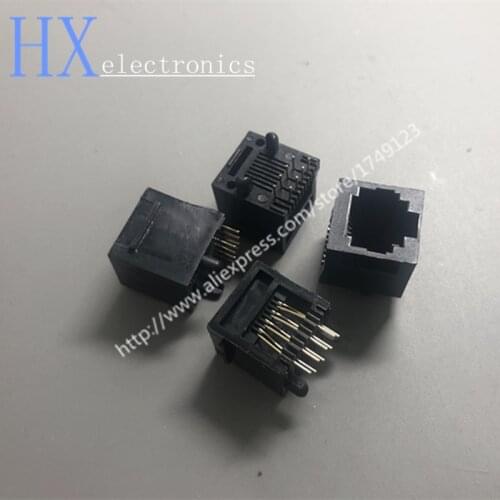 Free shipping 10PCS Plastic RJ45 52-8P8C 180 Degree Vertical Type Lan PCB Jack Telephone