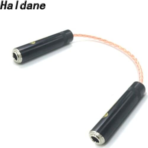 Free Shipping Haldane 8 cores Single Crystal Copper Silver Plated 6.35mm 1/4 Female to 6.35mm 1/4 Female Audio Adapter Cable