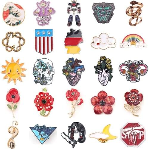 Multicolor Cartoon Flower Snake Brooch Pins Quality Enamel Flag Ainmal Brooches New Year Designer Jewelry Gift