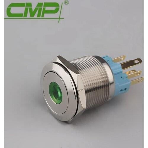 CMP Stainless Steel Self-Locking or Momentary Vandal Resistant Push Button Switch 1NO1NC Center For Light