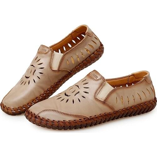 Couro mens shoes herren rubber safety big 2020 work outdoor 2019 transpirables uomo summer romanas sandalen sandalsslippers ete