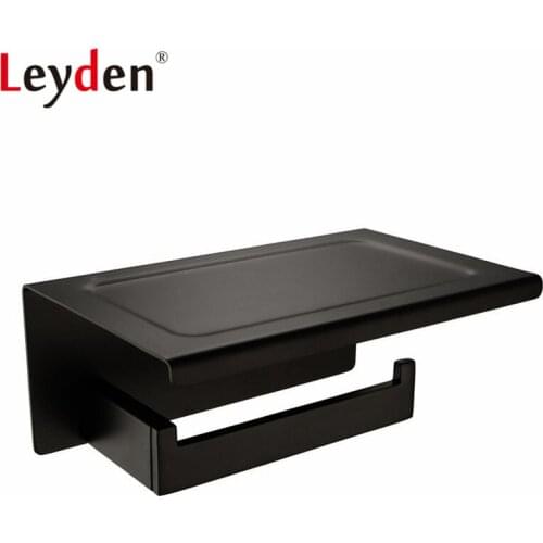 Leyden Toilet Paper Holder ORB Wall Mounted Storage with Mobile Phone Shelf Oil Rubbed Bronze Stainless Steel Bathroom Accessory